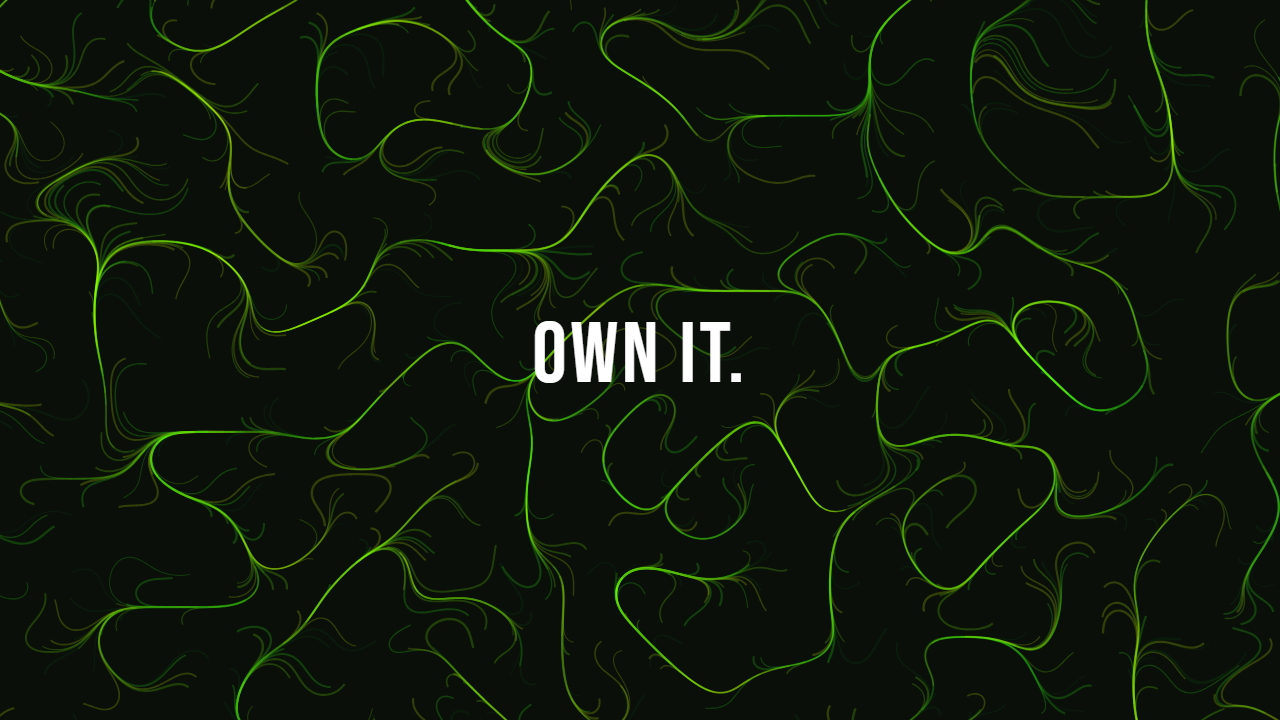 Flow Field pattern wallpaper in toxic glow tones with text overlay - part of the Cyberpunk & Neon collection, made with PattrnLab.
