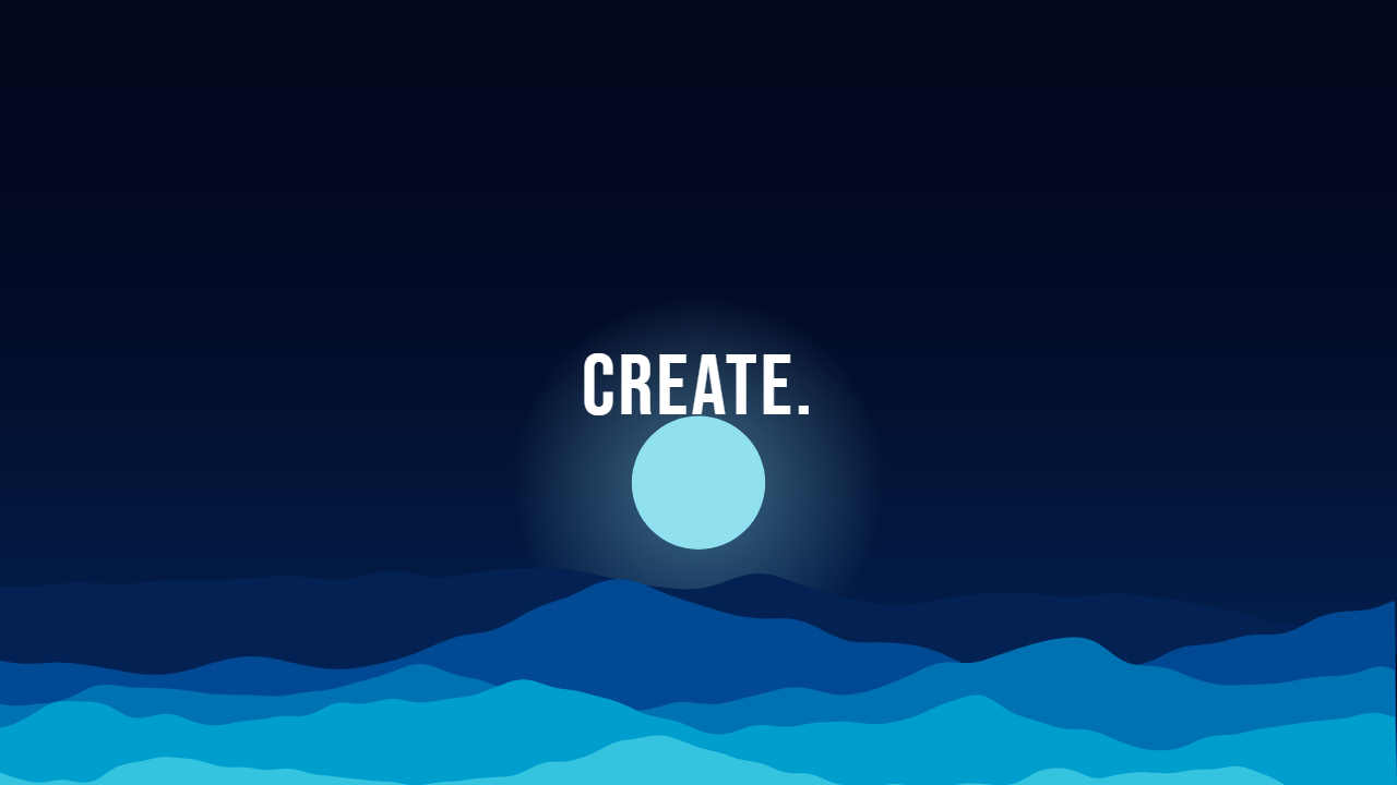 Moonrise pattern wallpaper in ocean deep tones with text overlay - part of the Text Wallpapers collection, made with PattrnLab.