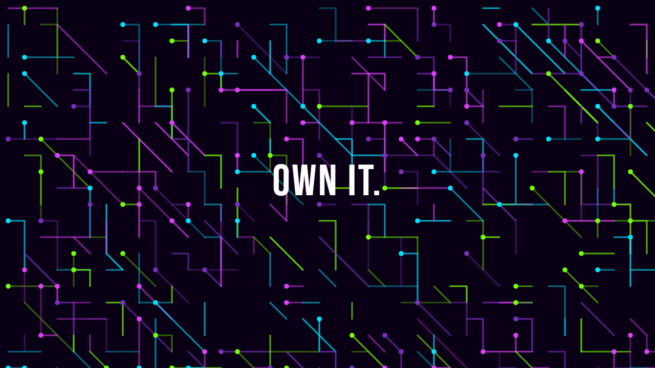 Circuits pattern wallpaper in cyber pulse tones with text overlay, made with PattrnLab.