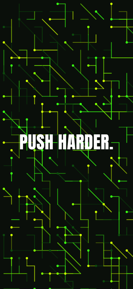 Circuits pattern wallpaper in toxic glow tones with text overlay - part of the iPhone Wallpaper - Dark, Minimal & Aesthetic Backgrounds collection, made with PattrnLab.