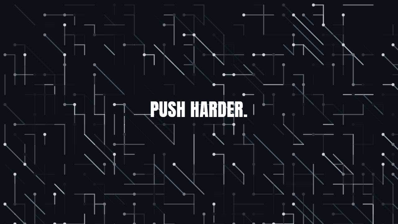 Circuits pattern wallpaper in midnight tones with text overlay - part of the OLED Wallpaper 4K - True Black Backgrounds collection, made with PattrnLab.