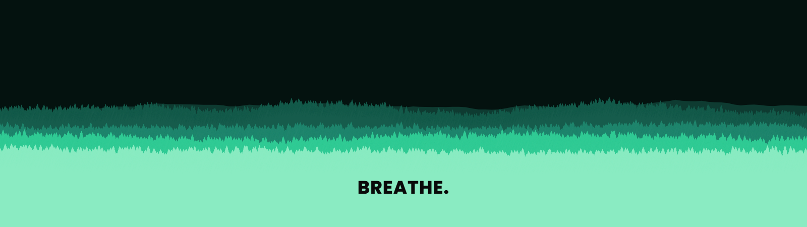 Pine Hills pattern wallpaper in emerald twilight tones with text overlay - part of the 32:9 & Super Ultrawide Wallpapers collection, made with PattrnLab.
