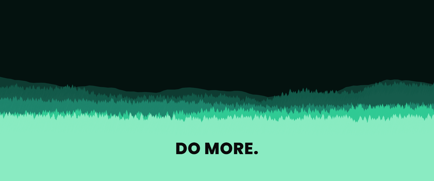 Pine Hills pattern wallpaper in emerald twilight tones with text overlay - part of the Ultrawide Wallpaper (3440x1440, 21:9) collection, made with PattrnLab.