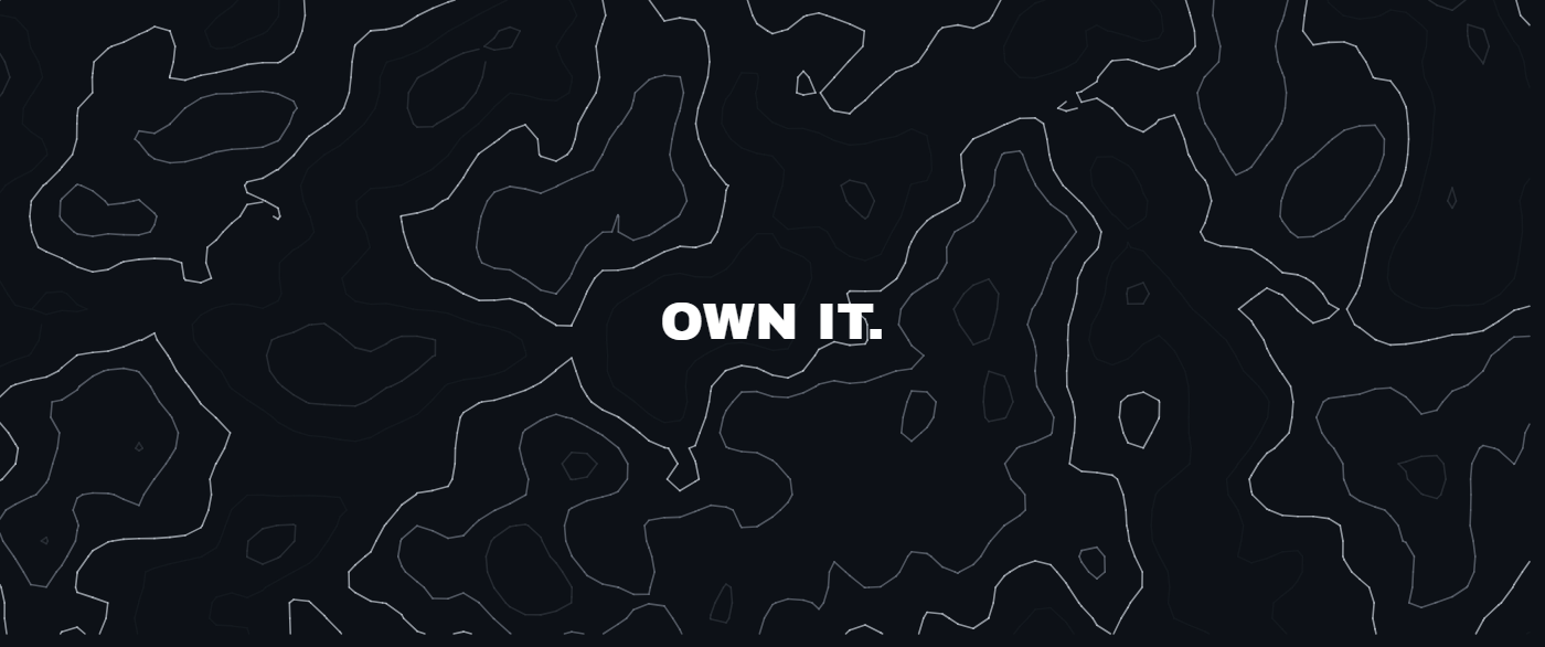 Topography pattern wallpaper in midnight tones with text overlay - part of the Ultrawide Wallpaper (3440x1440, 21:9) collection, made with PattrnLab.