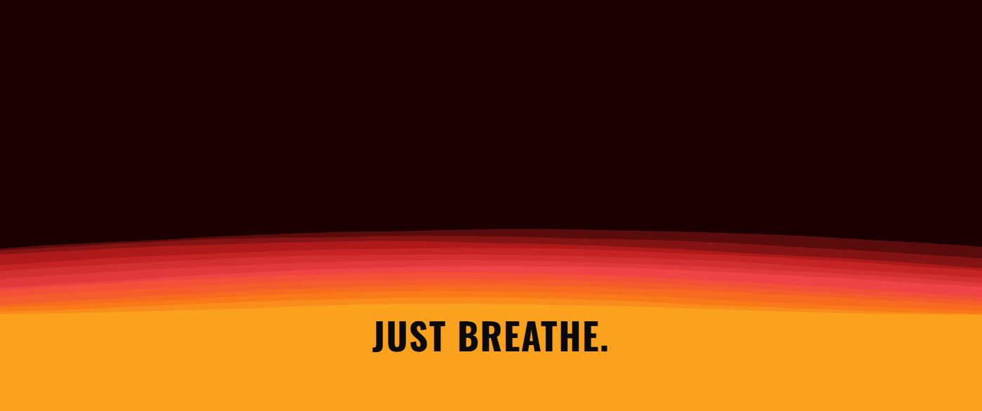 Horizon Waves pattern wallpaper in solar flare tones with text overlay - part of the Ultrawide Wallpaper (3440x1440, 21:9) collection, made with PattrnLab.