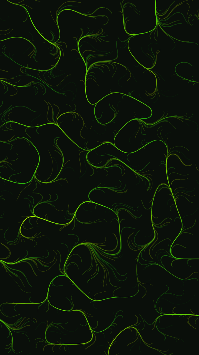 Flow Field pattern wallpaper in toxic glow tones - part of the Vertical Monitor Wallpaper (Portrait Orientation) collection, made with PattrnLab.