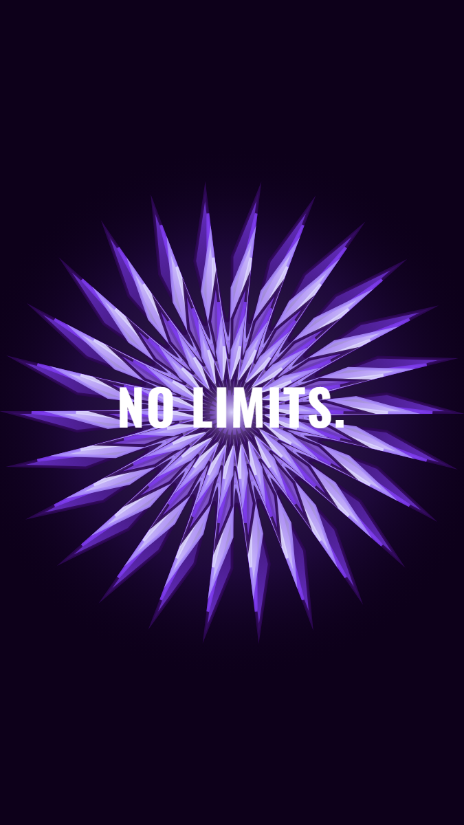 Mandala pattern wallpaper in electric violet tones with text overlay - part of the Vertical Monitor Wallpaper (Portrait Orientation) collection, made with PattrnLab.