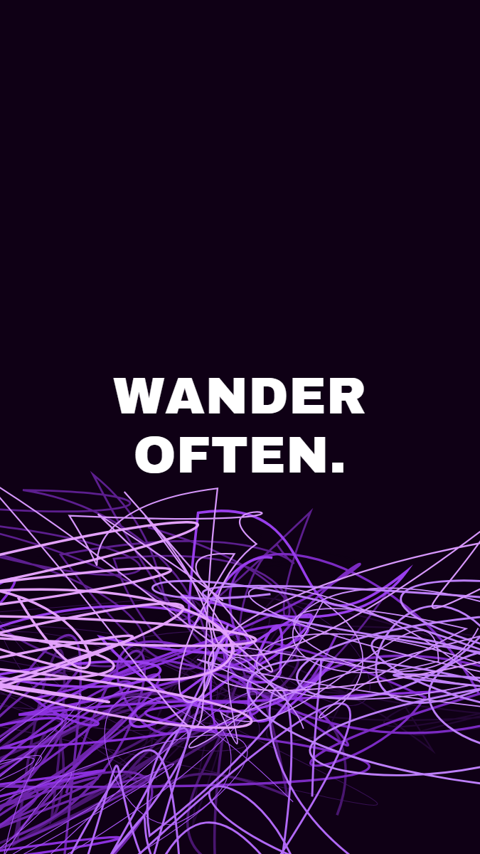 Scribble pattern wallpaper in cosmic nebula tones with text overlay - part of the Vertical Monitor Wallpaper (Portrait Orientation) collection, made with PattrnLab.