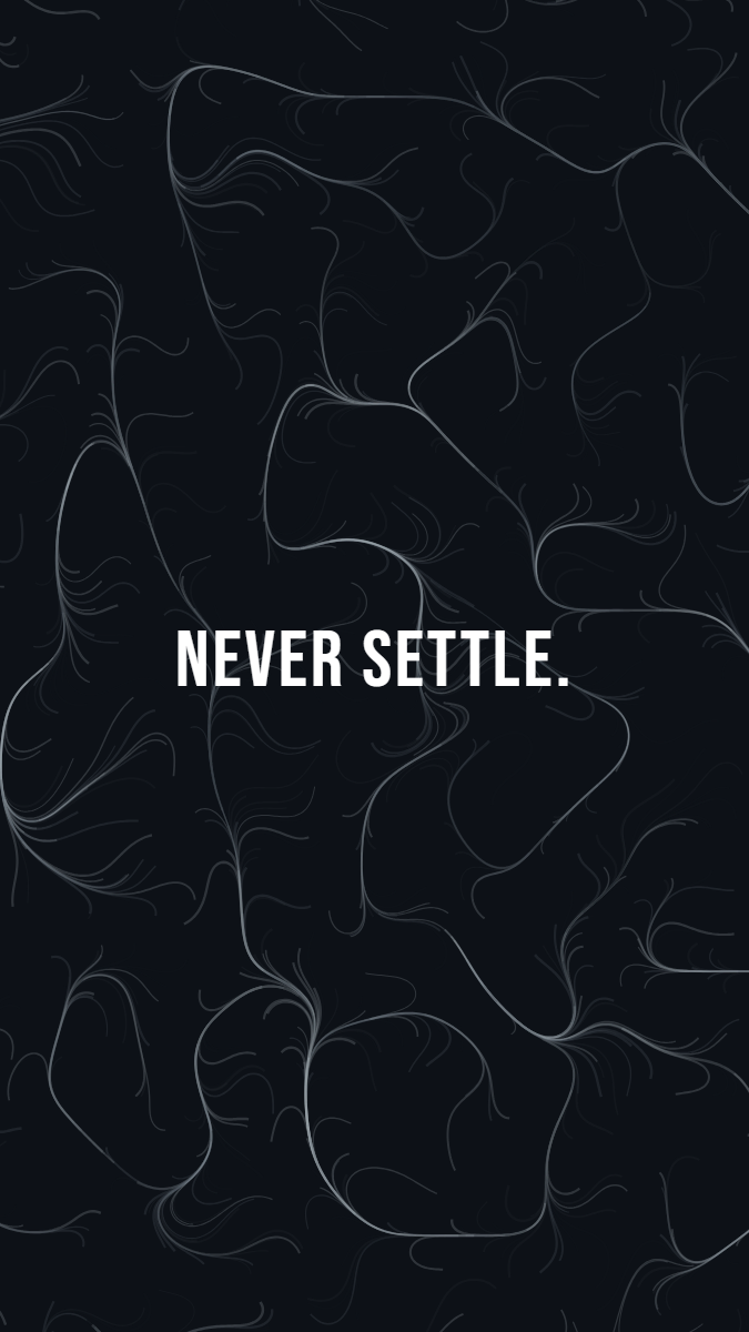 Flow Field pattern wallpaper in midnight tones with text overlay - part of the Vertical Monitor Wallpaper (Portrait Orientation) collection, made with PattrnLab.